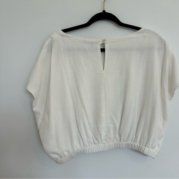 Lulu's Brings You Back Ivory Short-Sleeve Elastic-Hem Crop Top - Picture 5 of 16